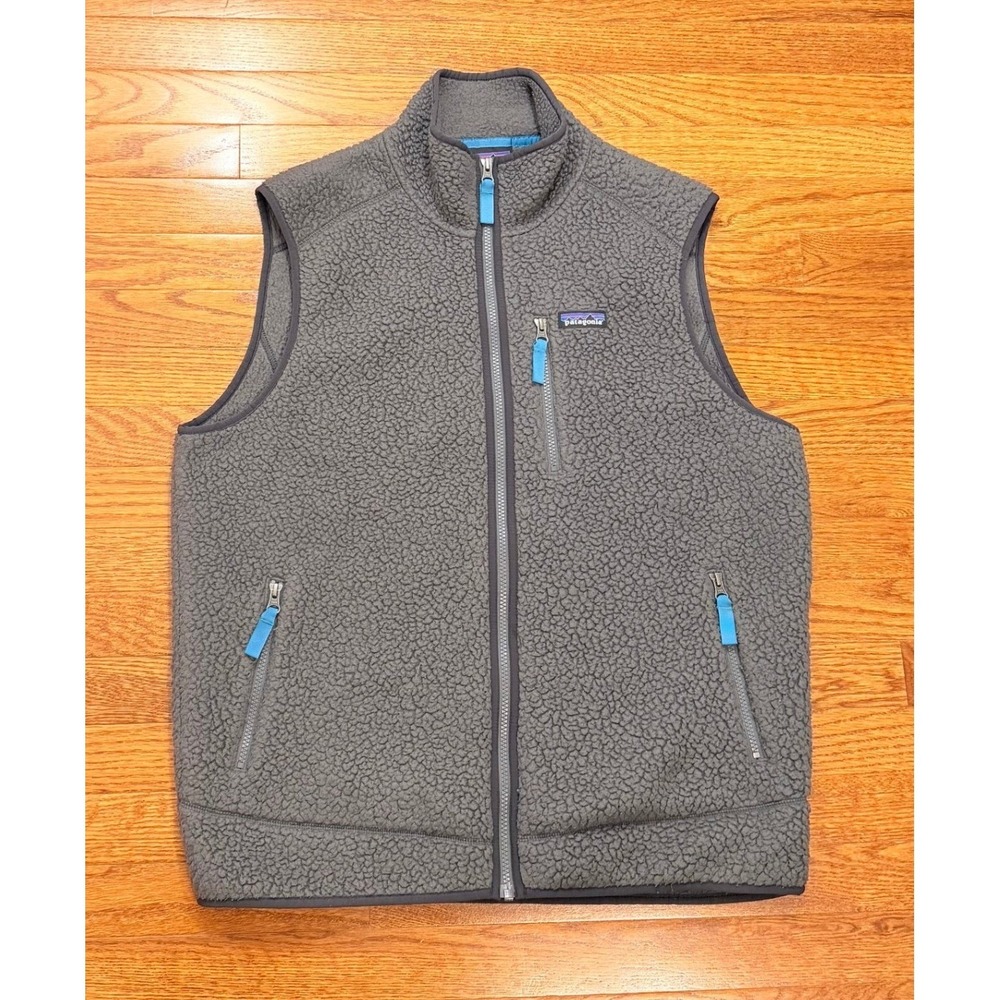 Patagonia Retro Pile Vest Fleece Mens Large Forge Gray Blue 22820 Hiking Outdoor